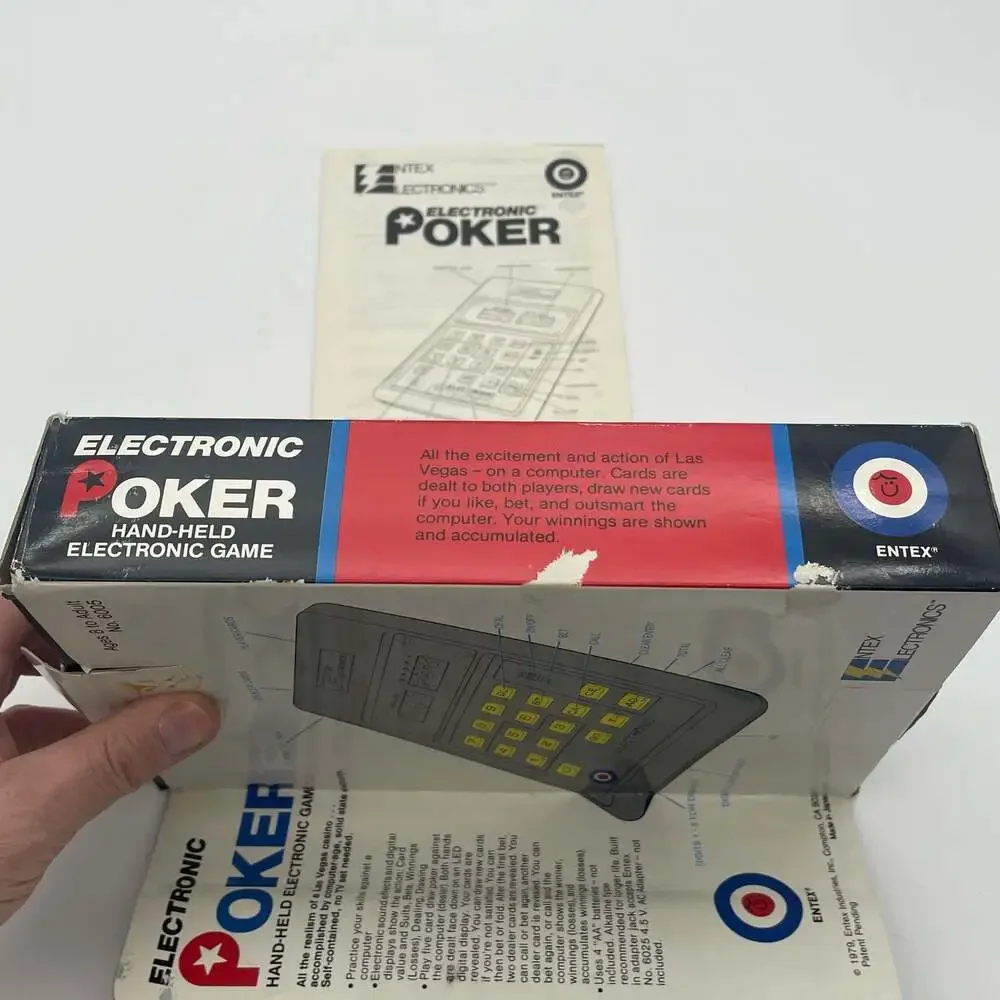 Vintage 1979 Entex Electronic Poker Handheld Game No. 6005 with Box and Instruct